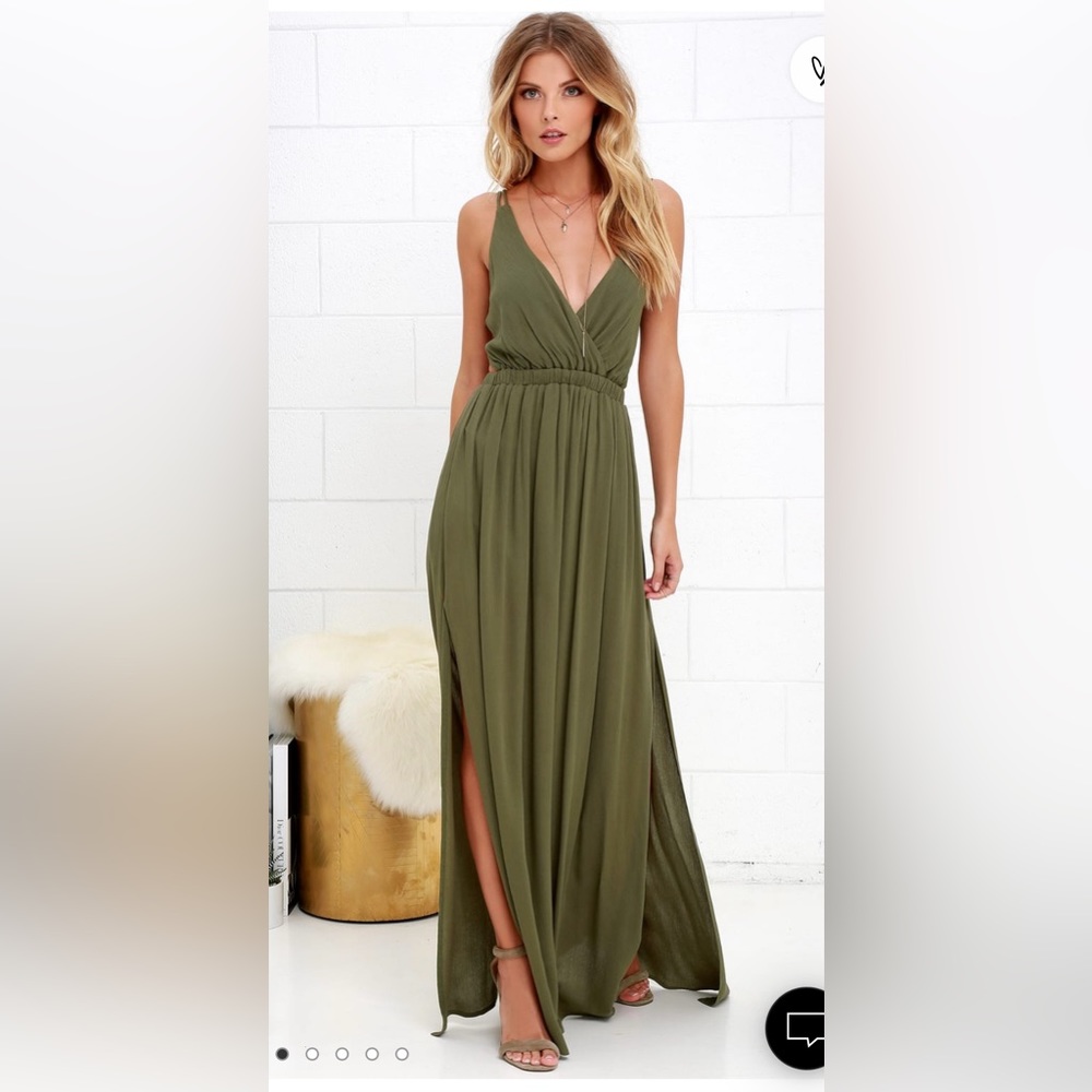 Women’s Lulus Lost In Paradise Olive Green Maxi Dress
